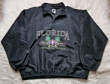 VTG Wise Guy 1/4 Zip Iridescent Sun Style Windbreaker 90s Black OSFM See Pic