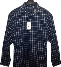 Roundtree Yorke Long Sleeve Shirt Portuguese Flannel TALL 2XT Navy Check NWT
