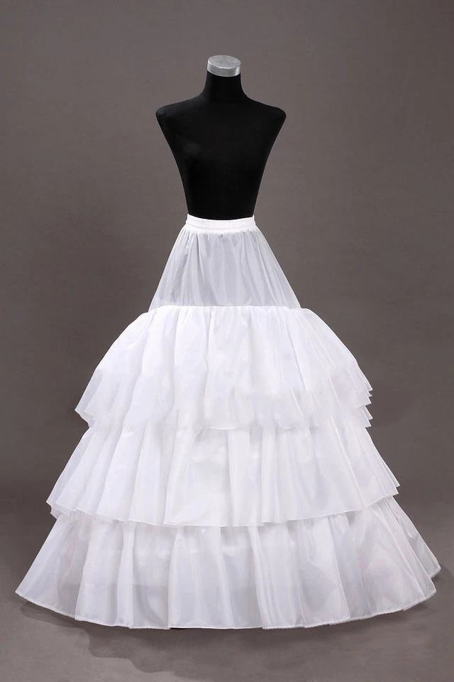 Vestido de baile de boda de tren multicapa de 3 aros enaguas de crinolina graduación novia sin cordones Foto 3 de 4