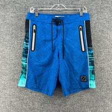 American Eagle Board Shorts Swim Trunks Mens Small Blue Ocean Palm Tree Print