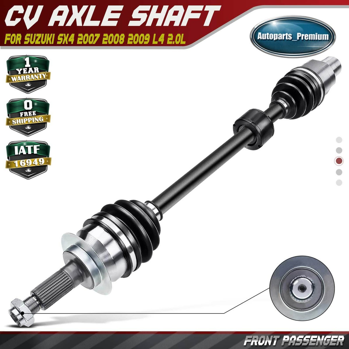 Front Right CV Axle Assembly for Suzuki SX4 2007-2009 L4 2.0L FWD