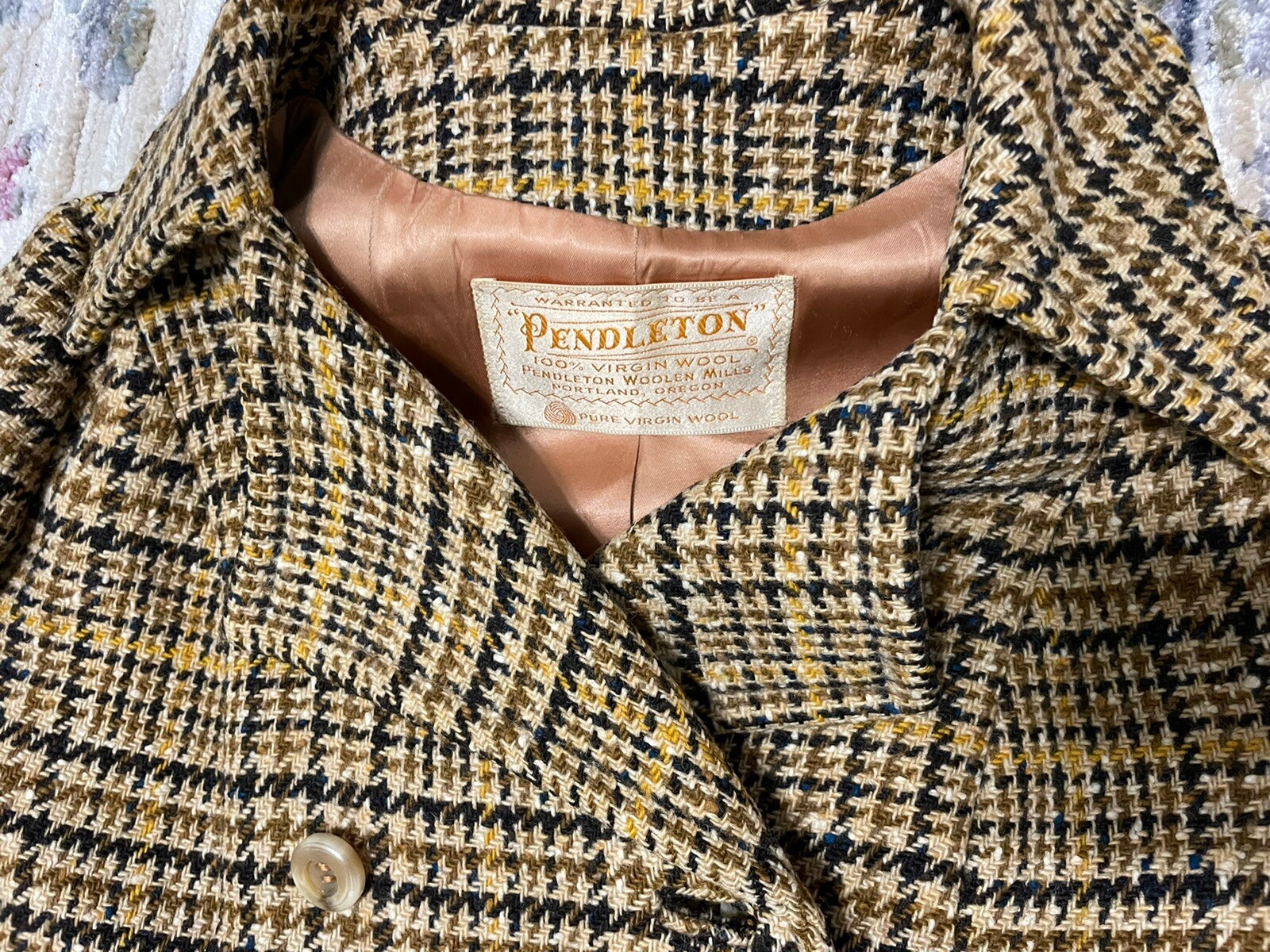 Vintage Pendleton Wool Houndstooth Double Breaste… - image 10