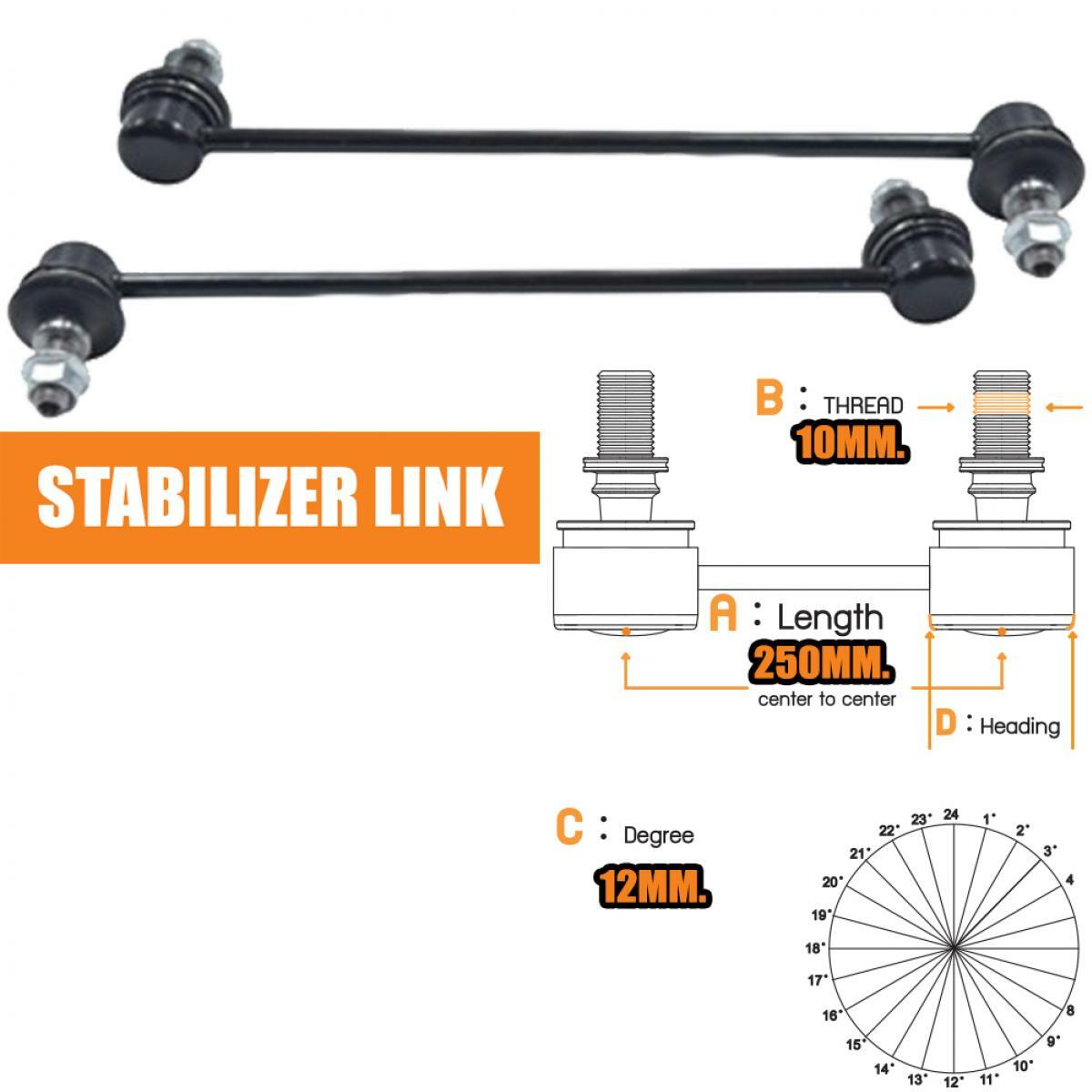 2X STABILIZER SWAY BAR LINK FRONT FOR MAZDA 2 SEDAN HATCHBACK 2009