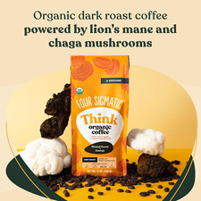 Organic Ground Coffee with Lion's Mane and Chaga Mushroom Focus Creativity 12Oz