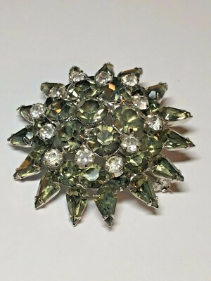Vintage SWAROVSKI 1930's prong set crystal HUGE Brooch Pin