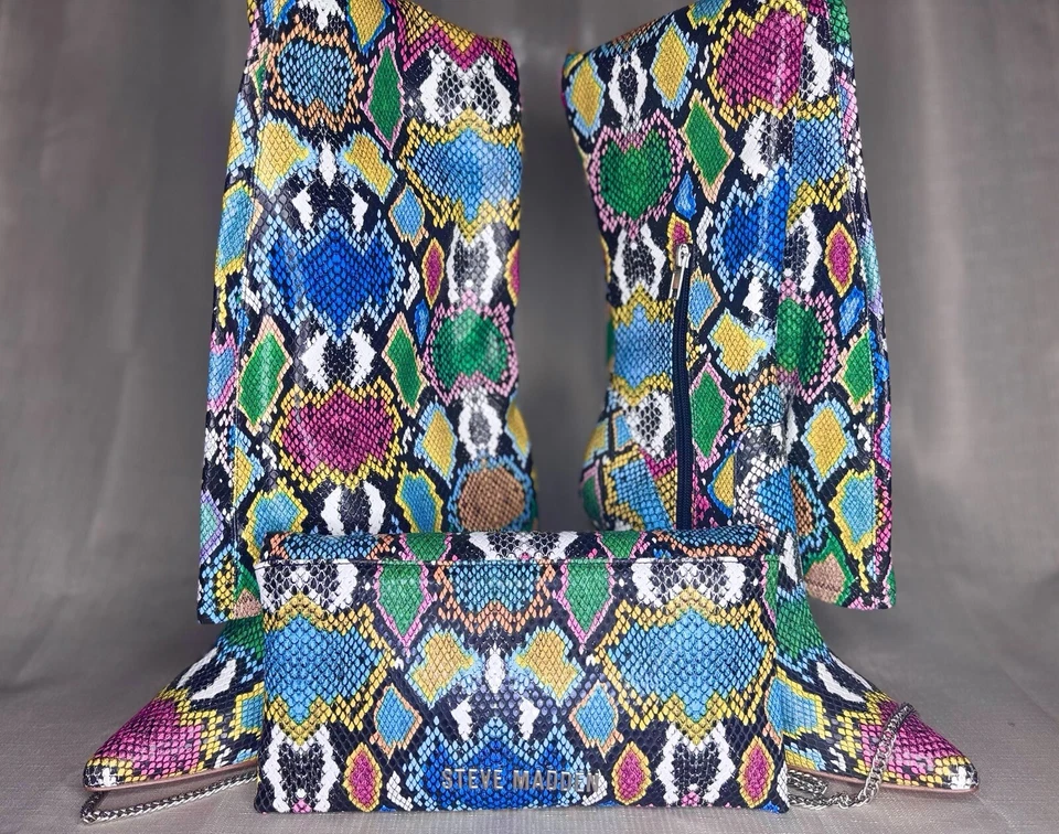 Steve Madden Muliticolor “VAVA” Thigh High Boots + Clutch - Image 2 of 4