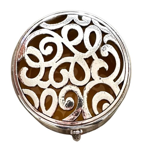 BRIGHTON Skribbel silver metal trinket box 3” round decorative - Picture 2 of 5