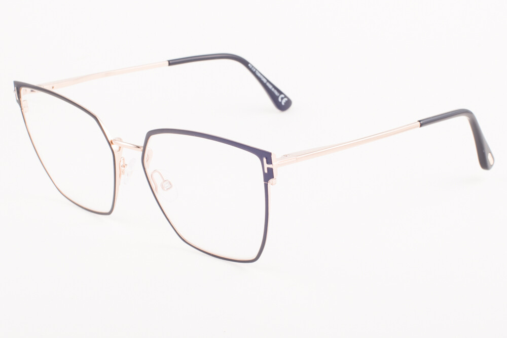 Tom Ford 5574-B 001 Black Gold / Blue Block Eyeglasses TF5574 001