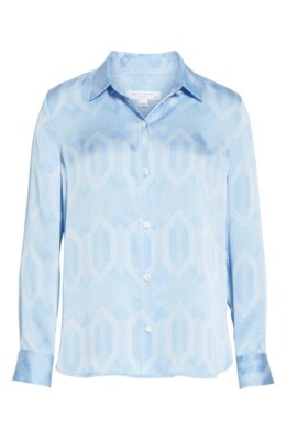 Camicia Equipment Manica Lunga Donna, XS, Della Robbia Blu, Satin Polyester