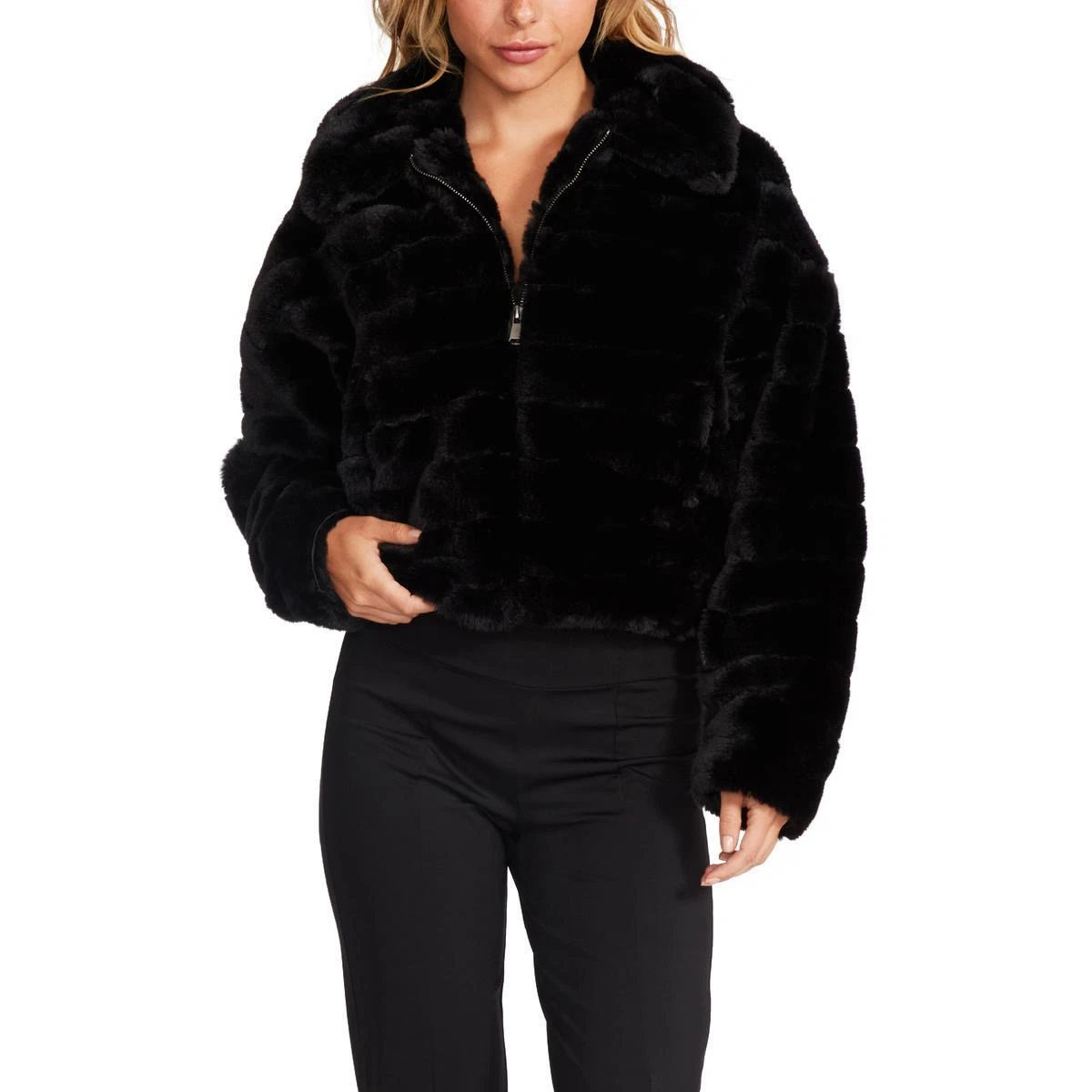 Only faux fur cropped coat top