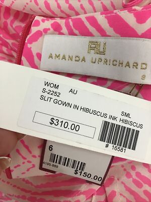 Amanda Up Richard Slit Gown Hibiscus Ink Spaghetti Straps Size