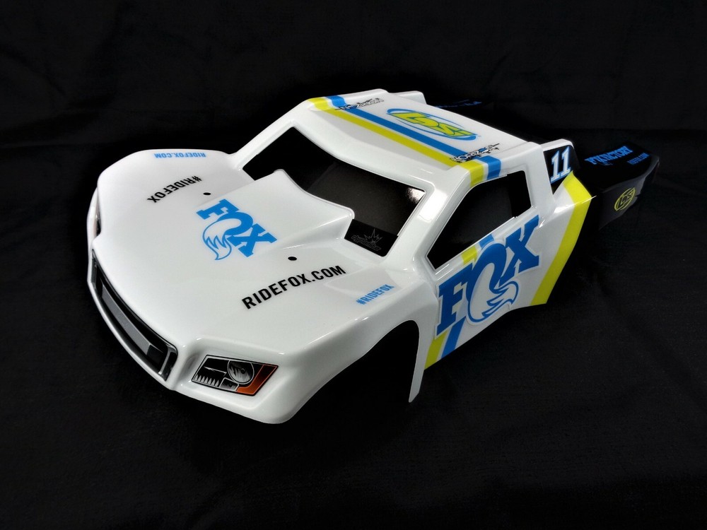 Losi Tenacity SCT Fox Racing Body Set Shell White Black Fits Traxxas Slash