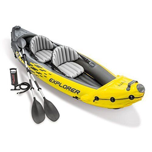 Intex Explorer K2 2-Person Inflatable Kayak Set with Oars and Air Pump, Yellow - Picture 1 of 11