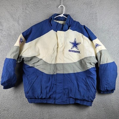 Vintage 90s Dallas Cowboys Pro Line Apex One Jacket Coat Mens XL White Blue Gray
