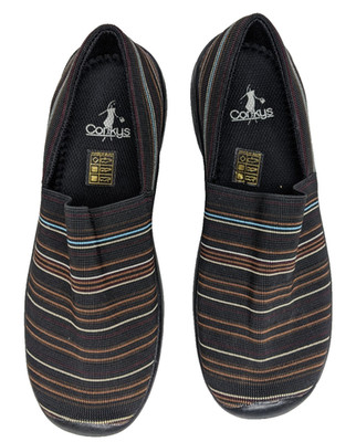 Corkys Ashley Slip On Clogs Stretch Multicolor Striped Womens size 9