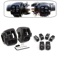 Handlebar Control Switch Housing Cover + 6x Switch Cap Buttons For Harley 96-13