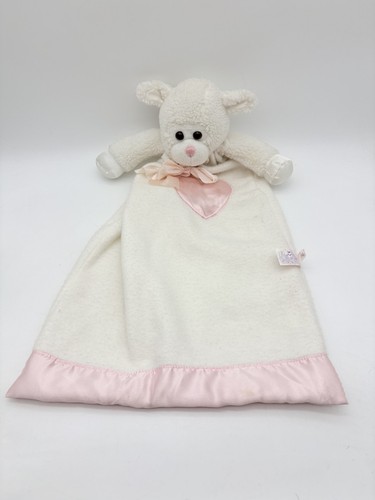 Applause Lamb Lovey Pink Heart Security Blanket Satin Heart Baby Plush Toy