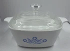 Vintage Corning Ware Blue Cornflower 22 oz Petite Dish P-43 B W/ Pyrex Lid EUC
