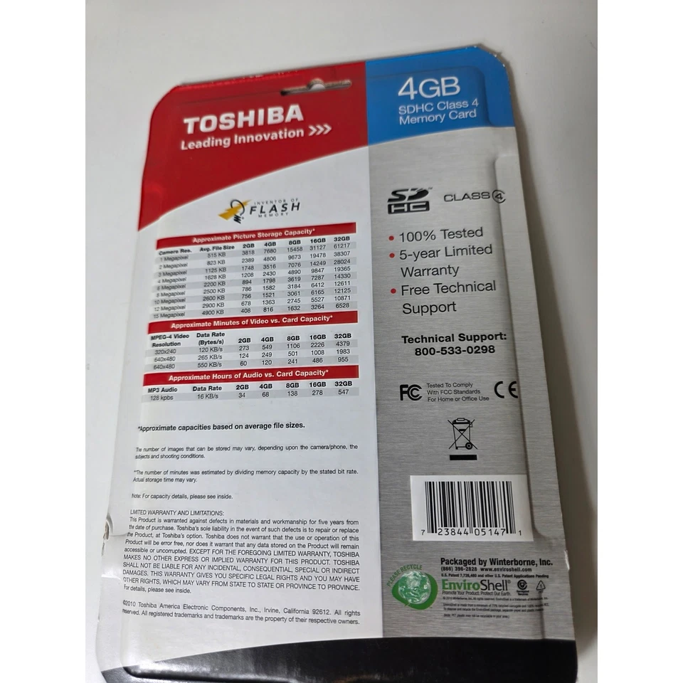 TOSHIBA 4GB SDHC Class 4 Memory Card NEW - Image 2 of 4