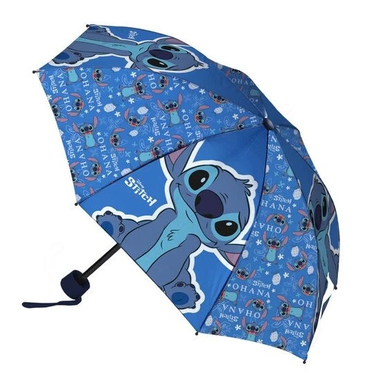 SIVA Faltbarer Regenschirm Taschenschirm Reise ausziehbar Disney Stitch Blau Ø 96cm