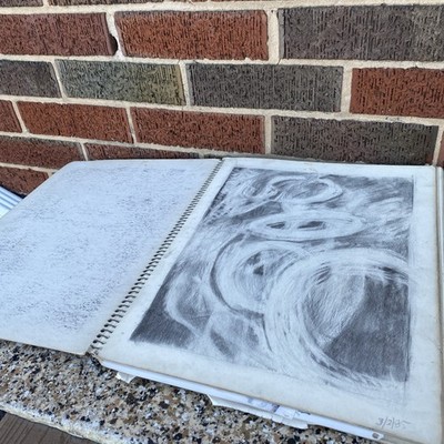 artist's sketchbook with drawings