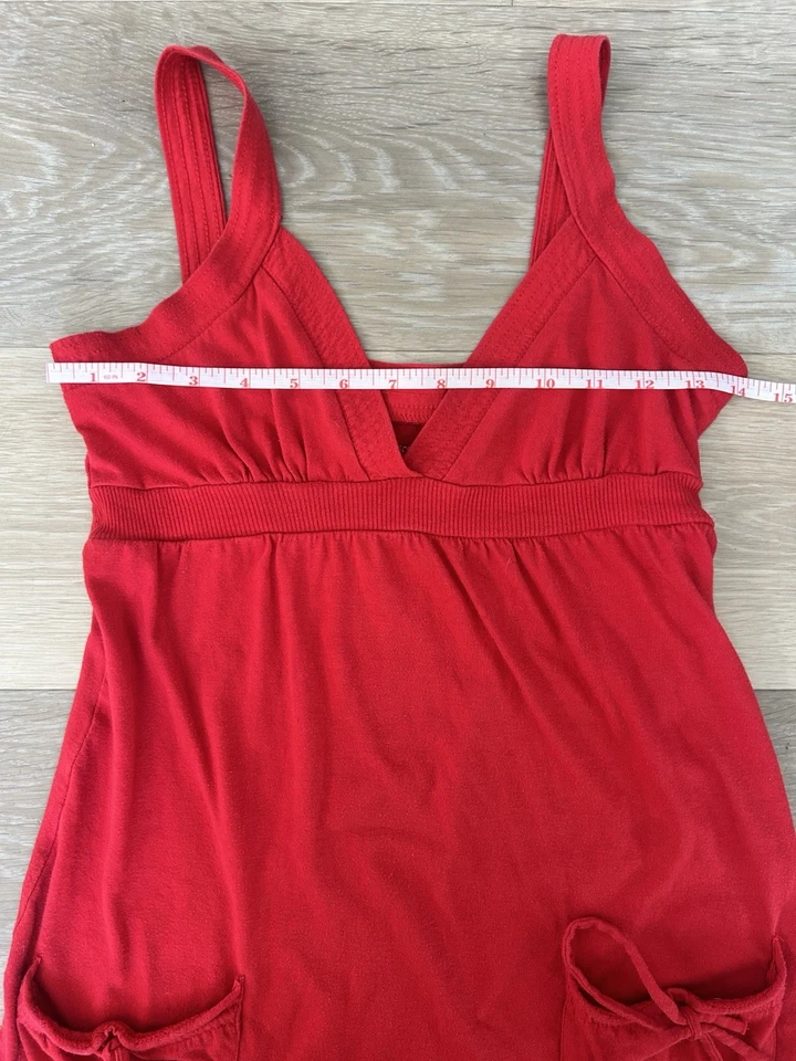 Camiseta sin mangas Energie Y2K Babydoll roja cami cintura imperio bolsillos con cordón Foto 4 de 4