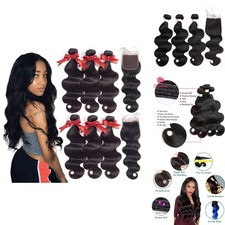 Beauhair Brazilian Hair Body Wave 3 Bundles 12 12 12 10 Free Part Closure 8A