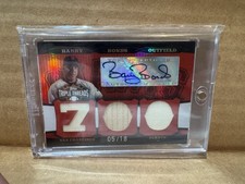 2006 Topps Triple Threads Triple Relic Auto Patch Red Platinum Barry Bonds /18