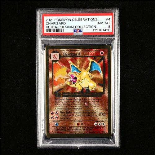 PSA 8 NM-MT 2021 Pokemon ENG Charizard 4/102  (Gold Metal Card)