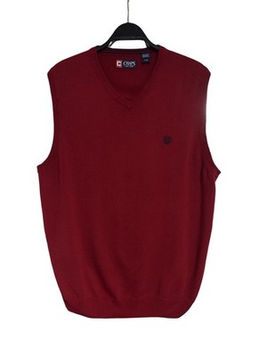 Chaps Herren Pullunder L Rot Baumwolle V Ausschnitt Top Zustand