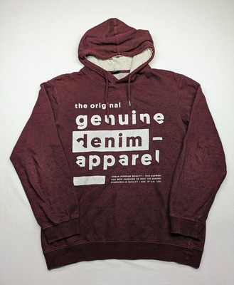 FSBN Herren Hoodie Gr XL Slim Fit Weinrot Grafik Print Pullover Sweatshirt