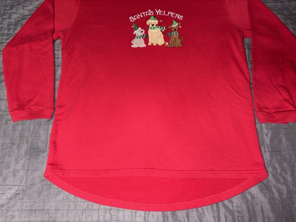 M&C Ropa Deportiva Santa’s Yelpers Perro Bordado Navidad Manga Larga Grande Foto 2 de 4