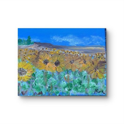 Peaceful Field Summer   11 X 14'' Charcoal Acrylic Paint Canvas Impressionism
