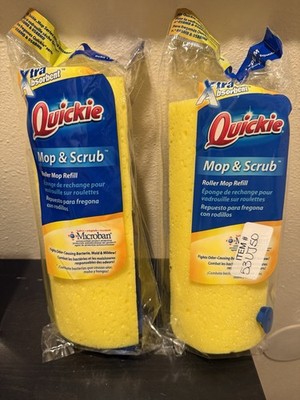 2 Quickie Mop & Scrub Roller Refills Microban 0582MB New Missing 1 Wing nut