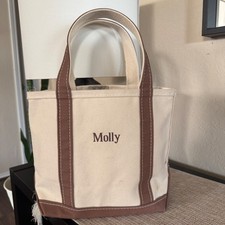 Vintage LL Bean Boat and Tote Small Canvas Tote Bag Cream/Tan USA Made STURDY!