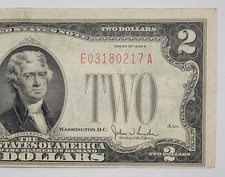 1928 G $2 Dollar Bill Red Seal Old US Note Legal Tender Paper Money