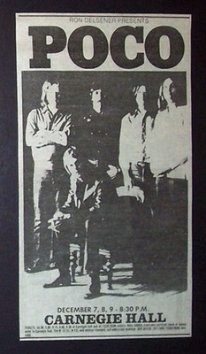 Poco From the Inside Era Carnegie Hall NYC 1971 Mini Poster Type Concert Ad