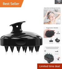 Silicone Scalp Massager for Hair Growth - Waterproof Exfoliating Brush, Black