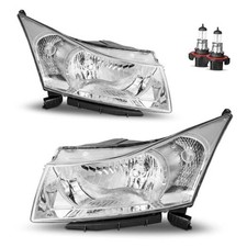 Headlights Assembly with OE Replacement Chrome  With High  Low Beam Bulbs