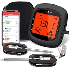 NutriChef PWIRBBQKT12 Smart Bluetooth BBQ Thermometer - Upgraded Stainless Probe
