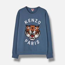 Kenzo Paris Mens' Blue Lucky Tiger Embroidered Oversize Sweatshirt Size S