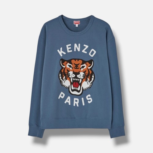 Kenzo Paris Mens' Blue Lucky Tiger Embroidered Oversize Sweatshirt Size S