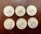6 Washington Silver Quarters 1963-1964 Denver Philadelphia 25C Lot