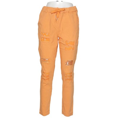 Hose, Größe: M/L, Orange/Mehrfarbig, Sonstiges, Denim, Damen #esN
