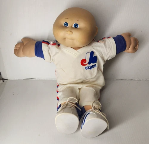 Vtg Cabbage Patch Kids Doll Montreal Expos Baseball Uniform 1980s