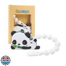 Baby Food Grade Silicone Teether Toy with One Piece Design Pacifier Clip Hold