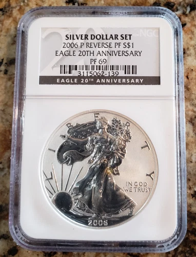 2006-P Reverse Proof American Silver Eagle 20th Anniversary $1 Dollar NGC PF69