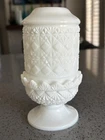 Fenton Olde Virginia Fine Cut Block Milk Glass Fairy Lamp Vintage