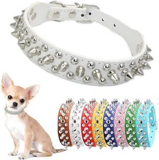 Spiked Dog Collar for Small Dogs Chew Proof Spike Collar for Dogs Cats PU Leathe