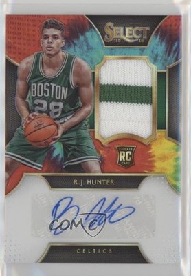 2015-16 Panini Select Rookie Materials Tie-Dye Prizm 16/25 RJ Hunter Auto 7i2